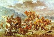 Eugene Delacroix Lowenjagd Spain oil painting artist